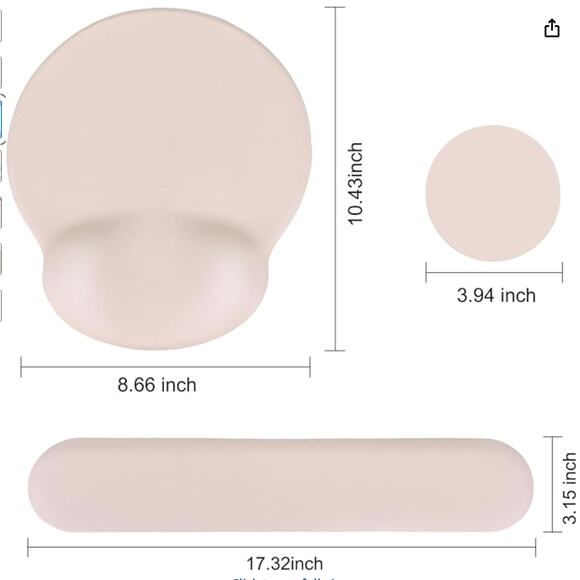 Mouse Pad and Keyboard with Wrist Rests and Coaster- Apricot - Picture 3 of 5